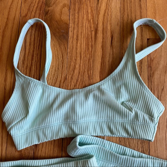 ASOS Three piece turquoise ribbed bikini set - Picture 5 of 11